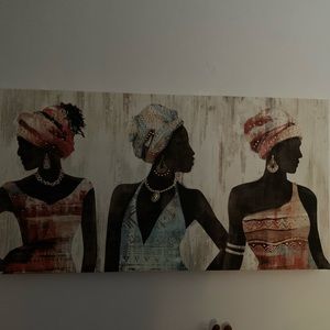 3 ladies canvas paintings with jewels